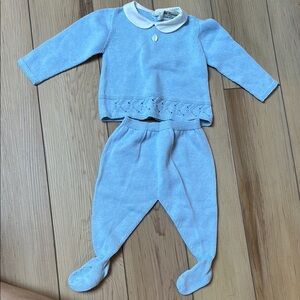 Pili Carrera Baby Boys 2-Piece Blue Layette Set With Bonnet Size 3M